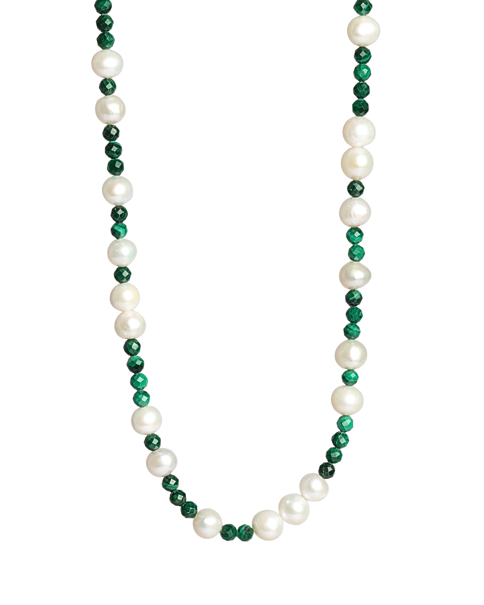 Dámsky Bubble Choker - Freshwater Pearl, Malachite & Silver