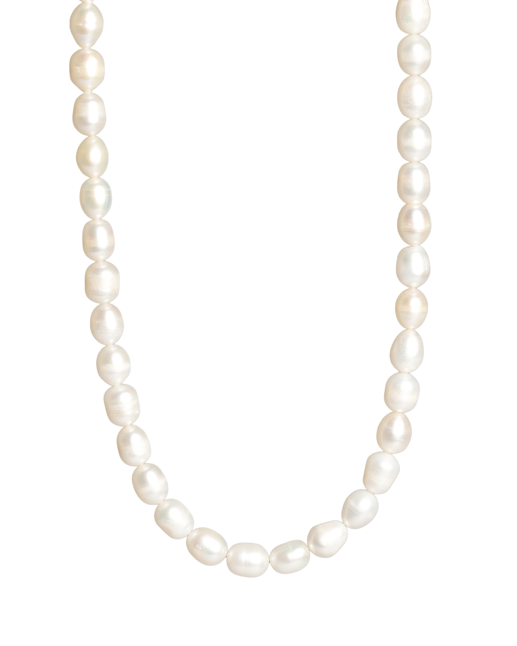 Pánsky Korálkový Náhrdelník - Oval Freshwater Pearl & Silver