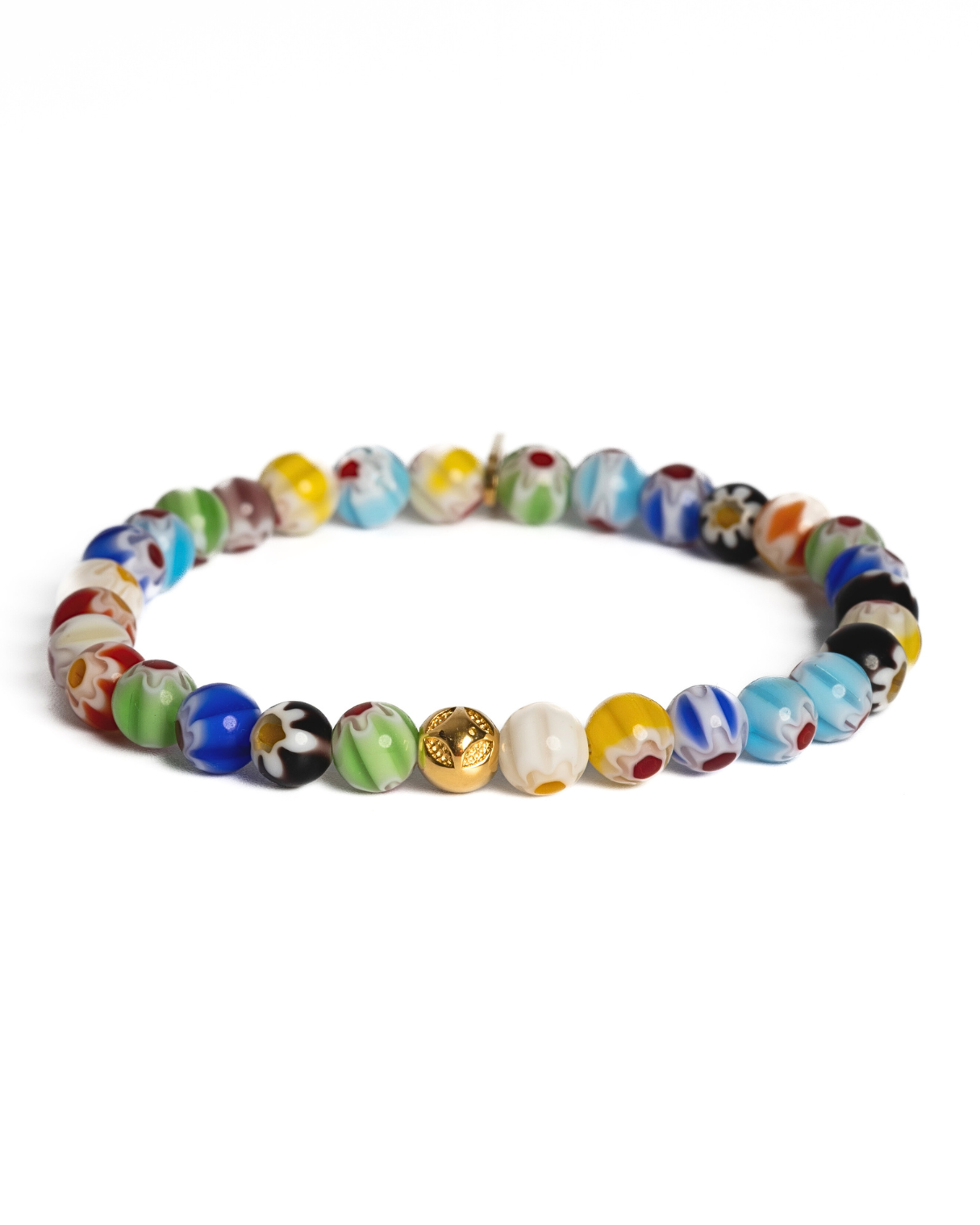 Pánsky Elastický Náramok - Handmade Millefiori & Gold