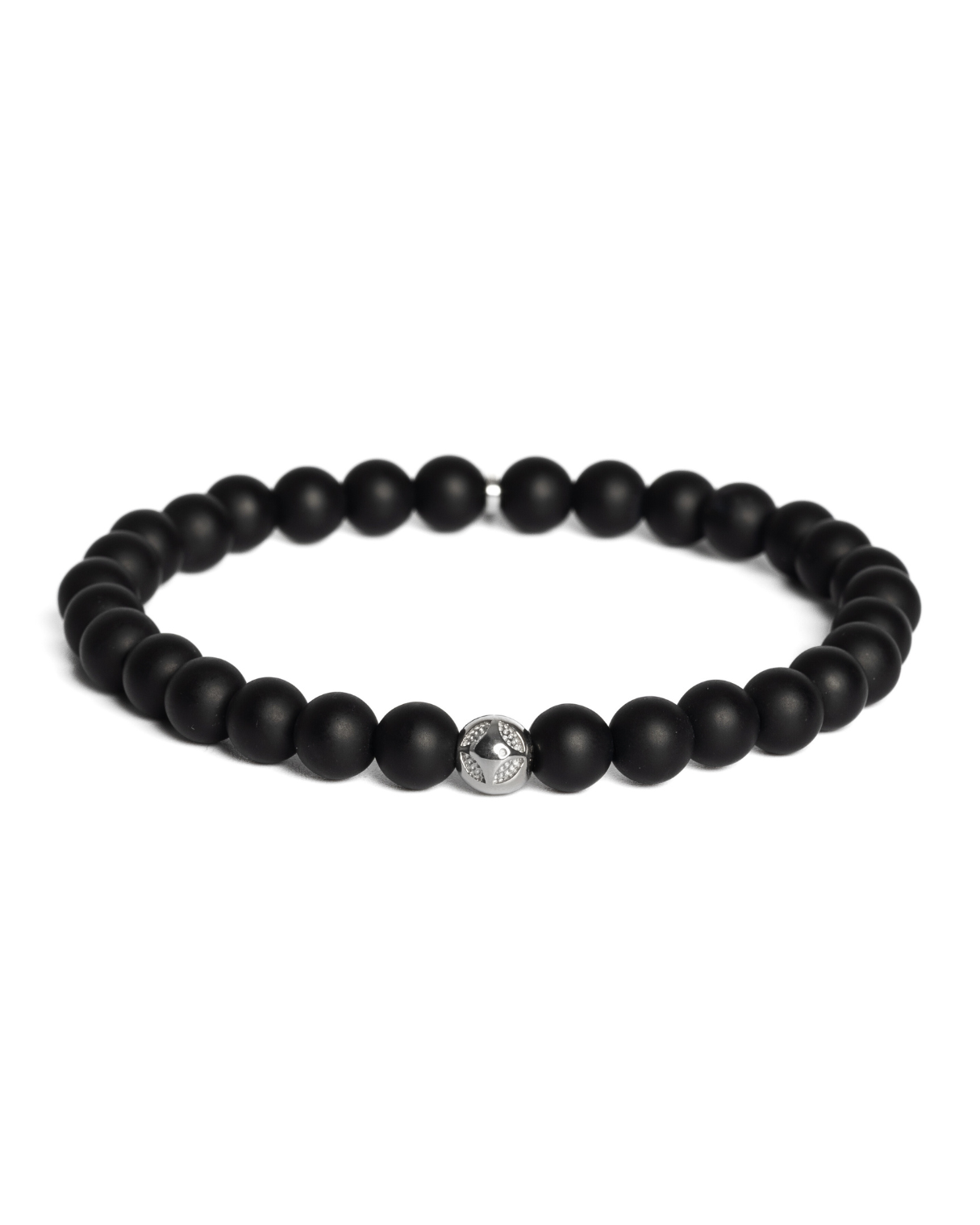 Pánsky Elastický Náramok - Matte Onyx & Silver