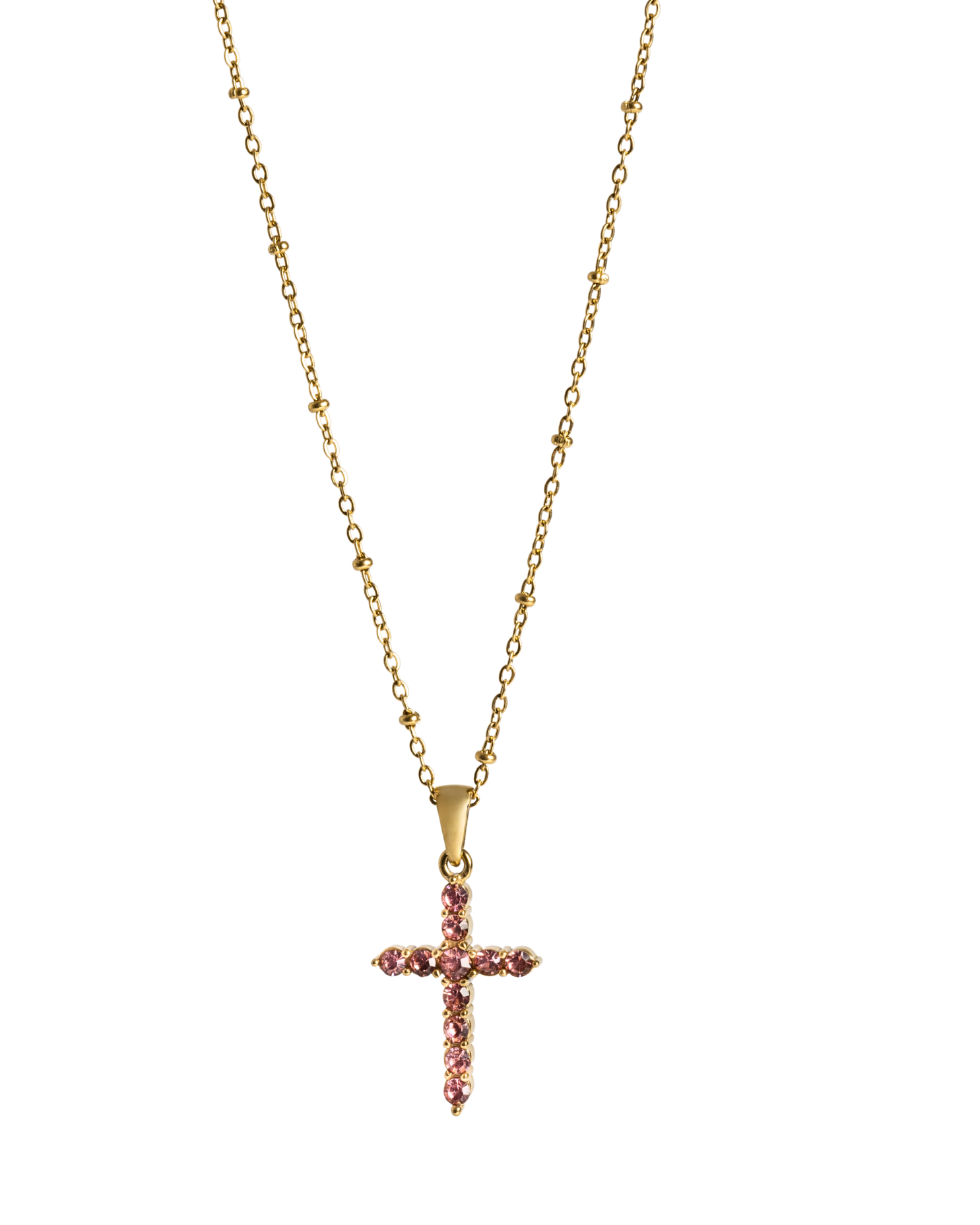 Dámsky Zlatý Náhrdelník - Rose CZ Cross