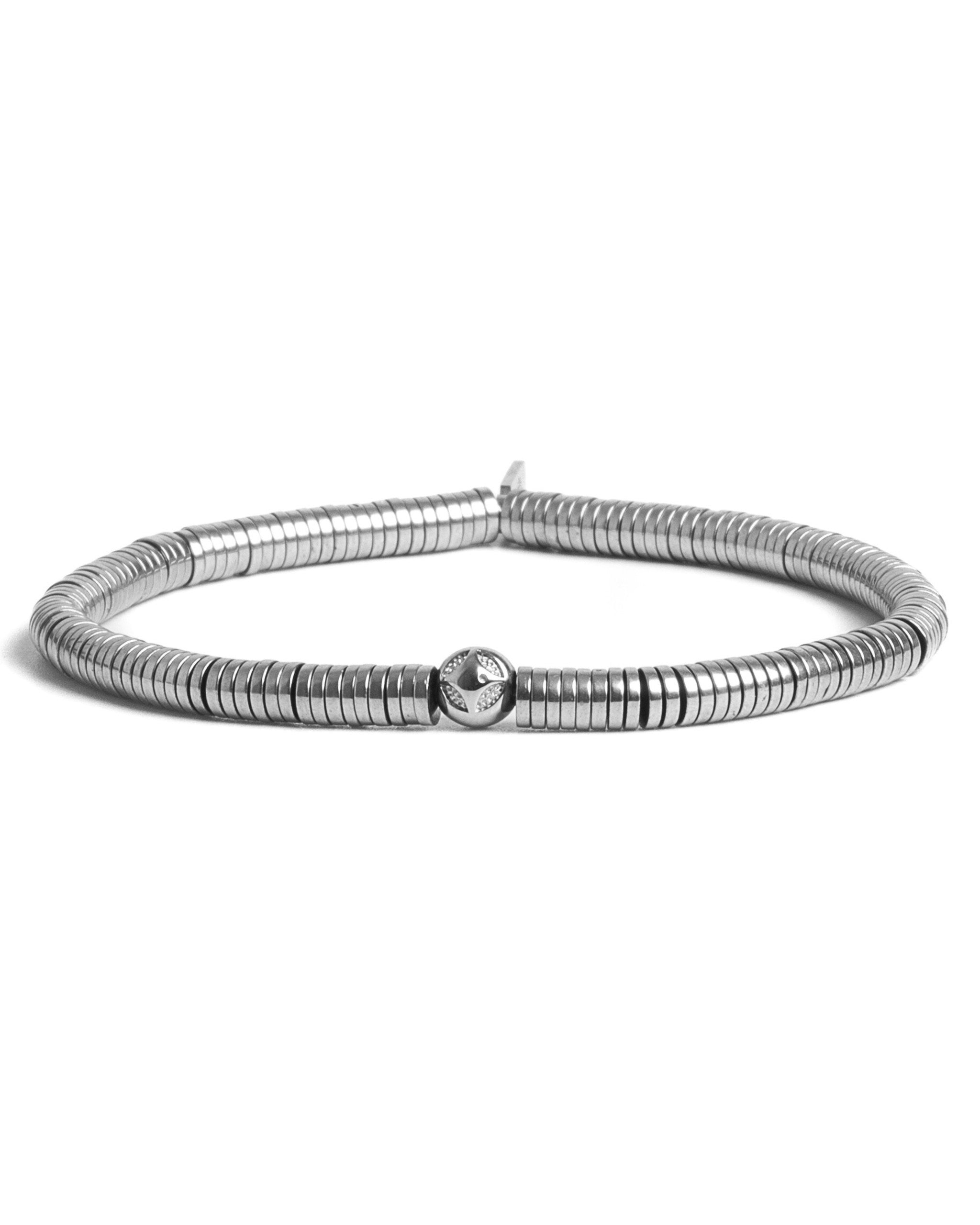 Pánsky Elastický Náramok - Heishi Hematite & Silver