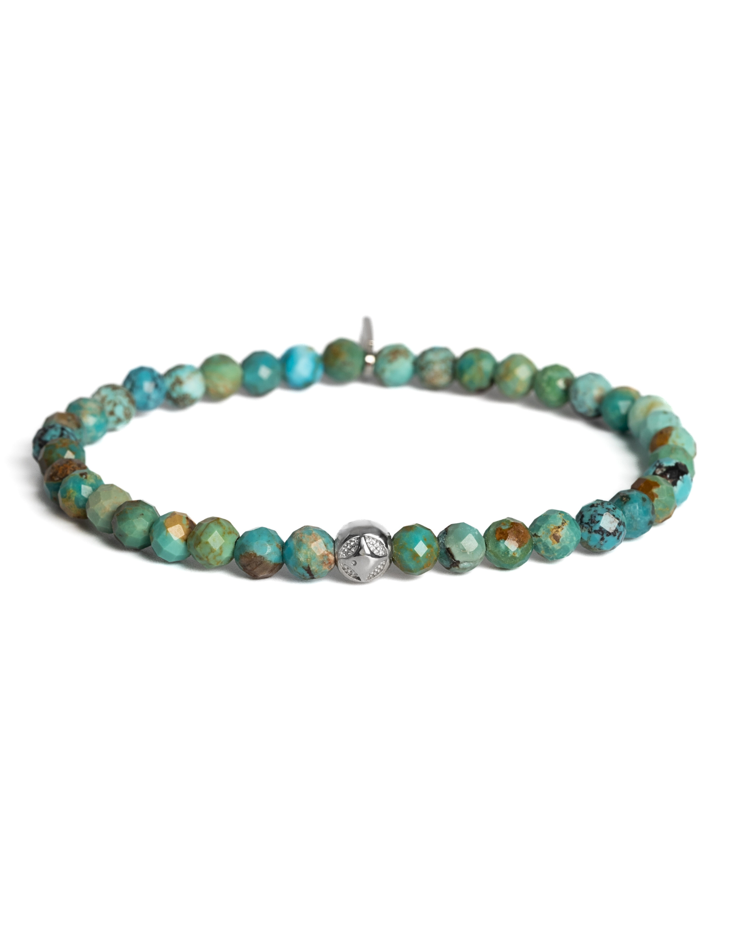 Pánsky Elastický Náramok - Faceted Turquoise & Silver