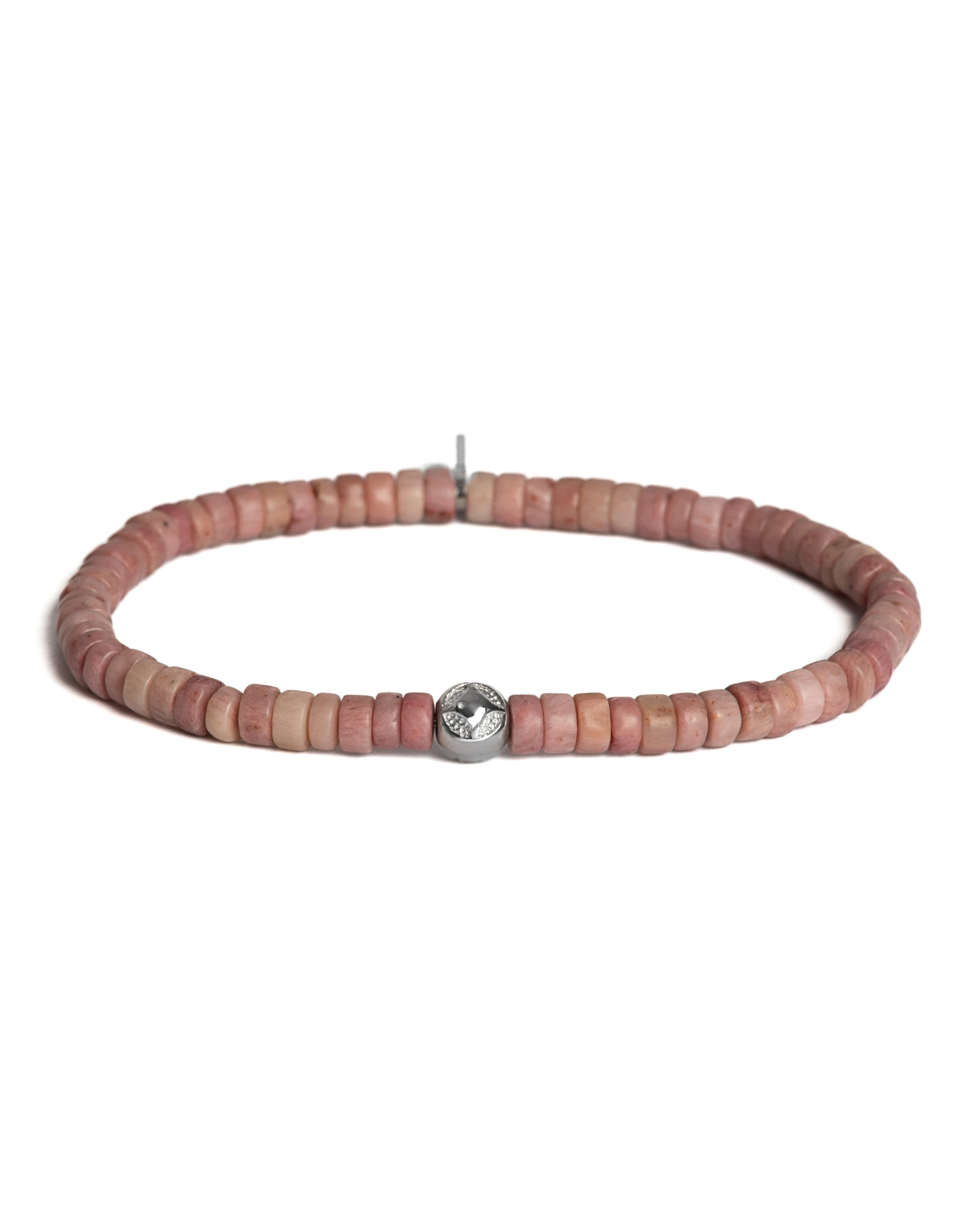 Dámsky Elastický Náramok - Heishi Rhodonite & Silver