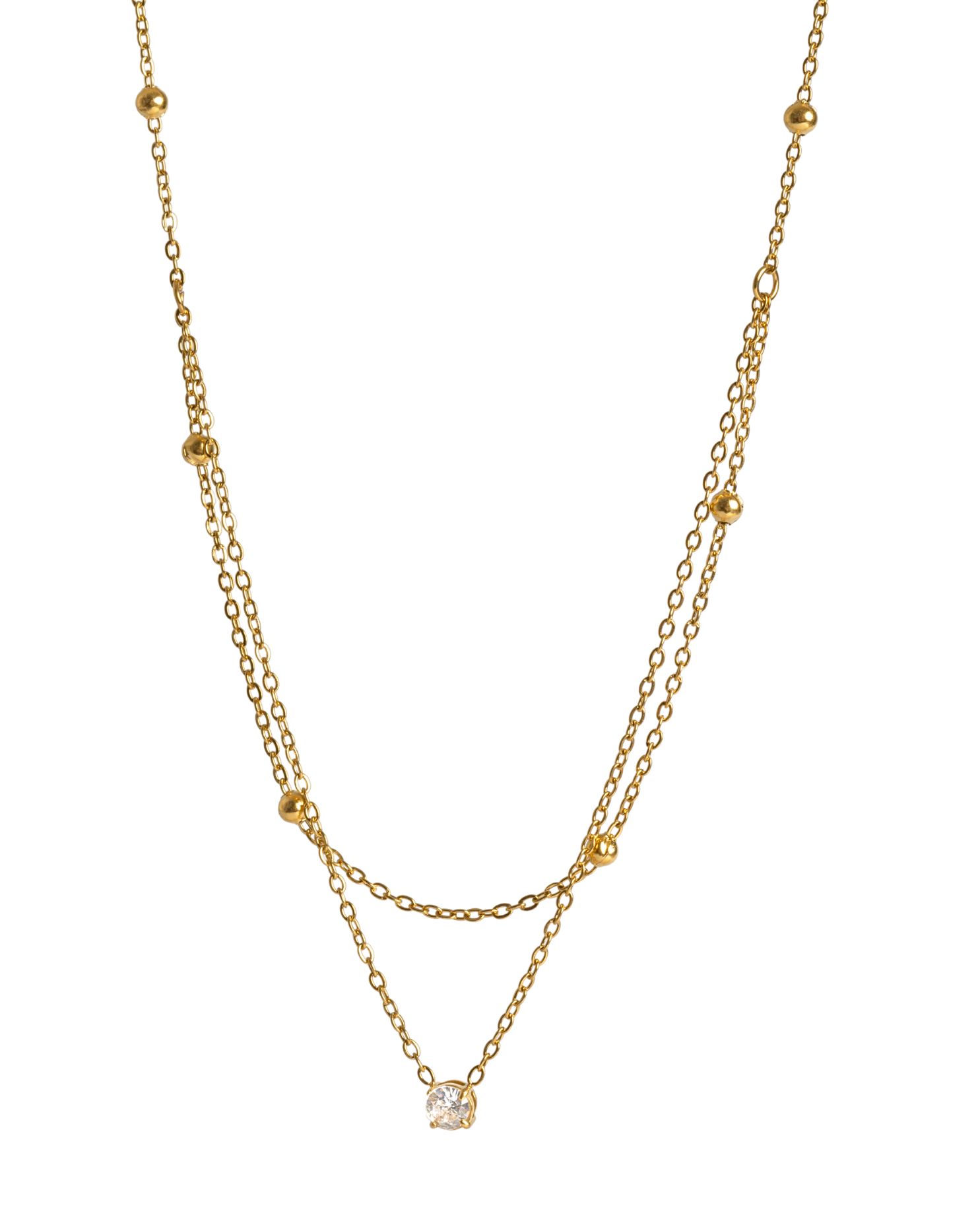 Dámsky Zlatý Dvojitý Náhrdelník - Cubic Zirconia