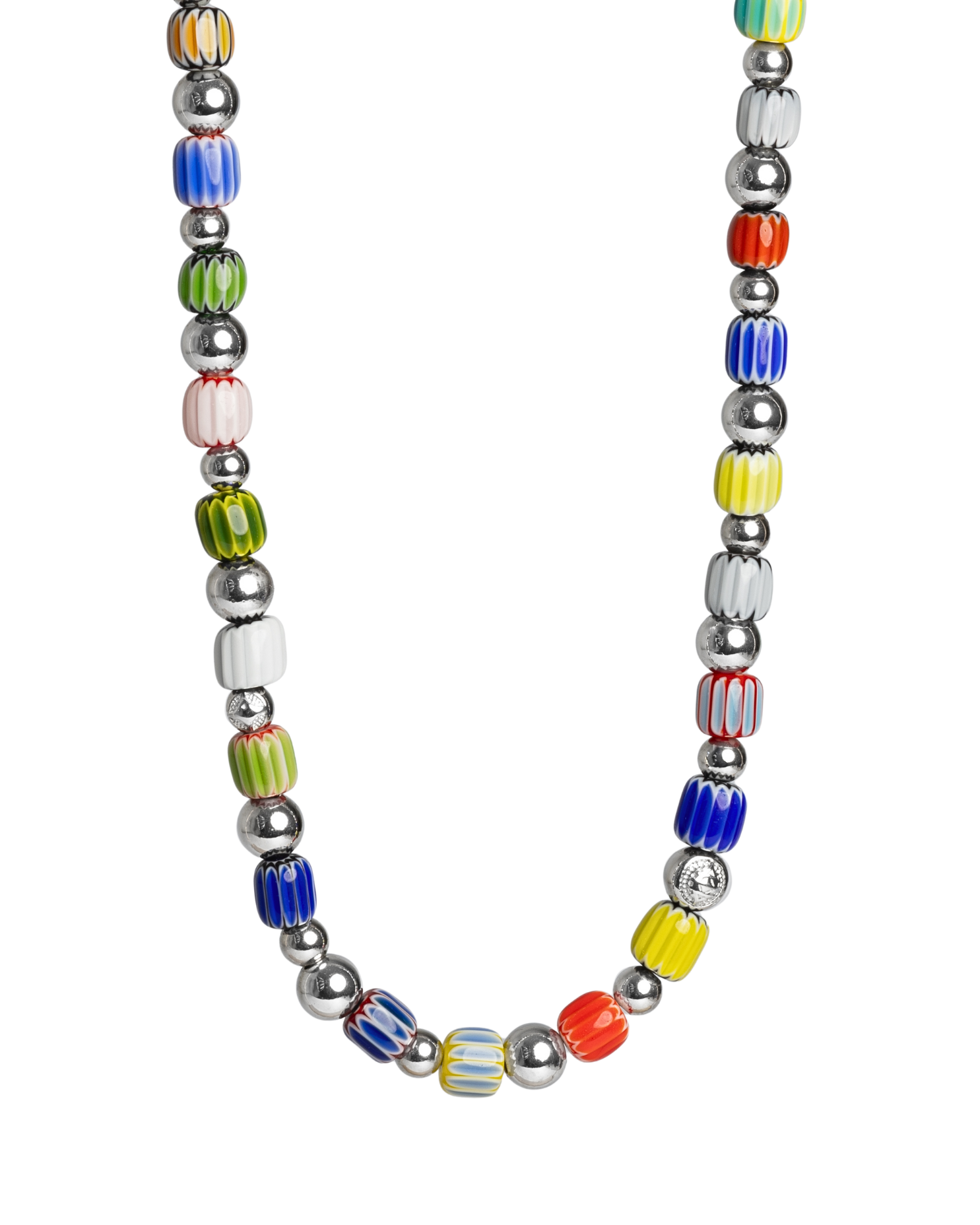 Pánsky Korálkový Náhrdelník - Handmade Millefiori & Silver