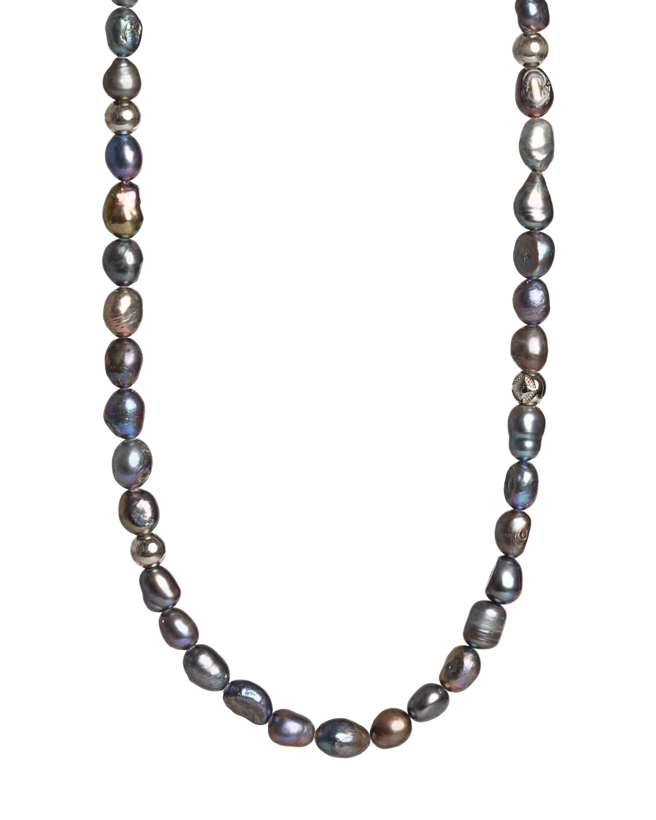 Pánsky Korálkový Náhrdelník - Dark Pearl & Silver