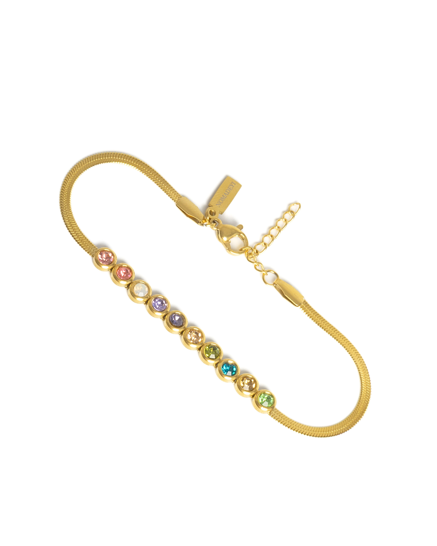 Dámsky Zlatý Náramok - Snake Chain & Multicolour Zircon