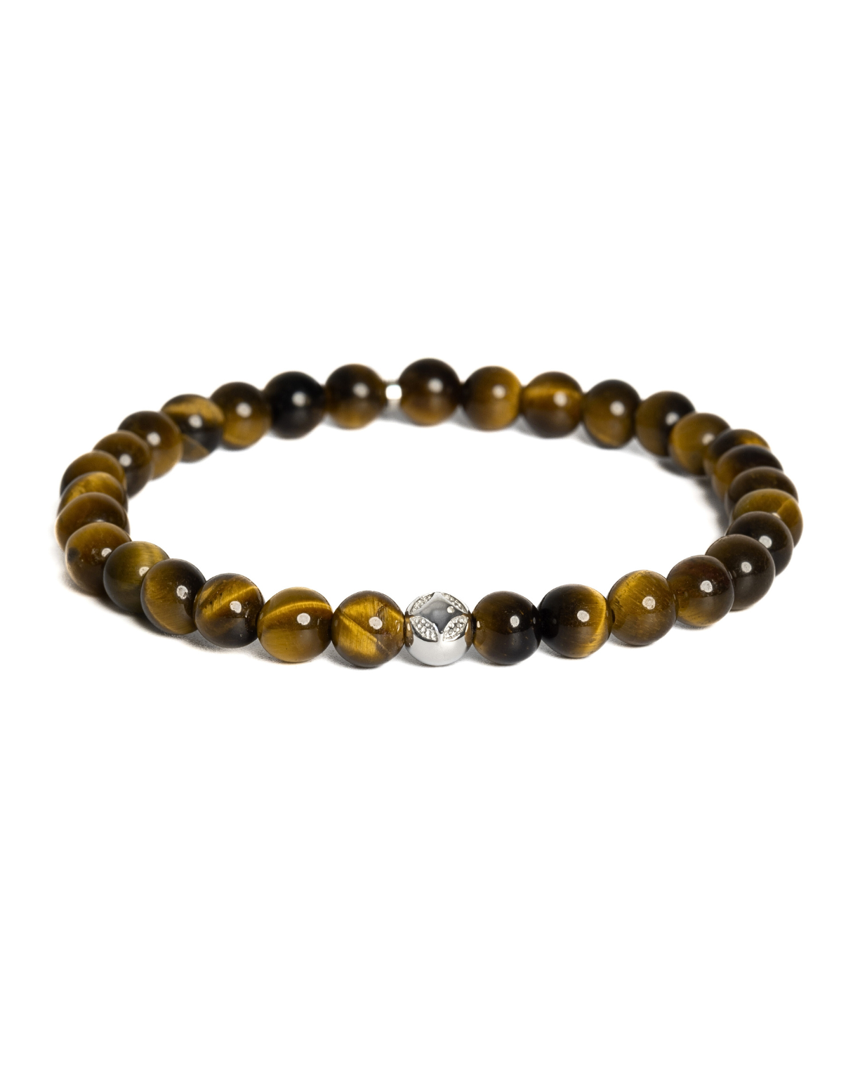 Pánsky Elastický Náramok - Tiger Eye & Silver