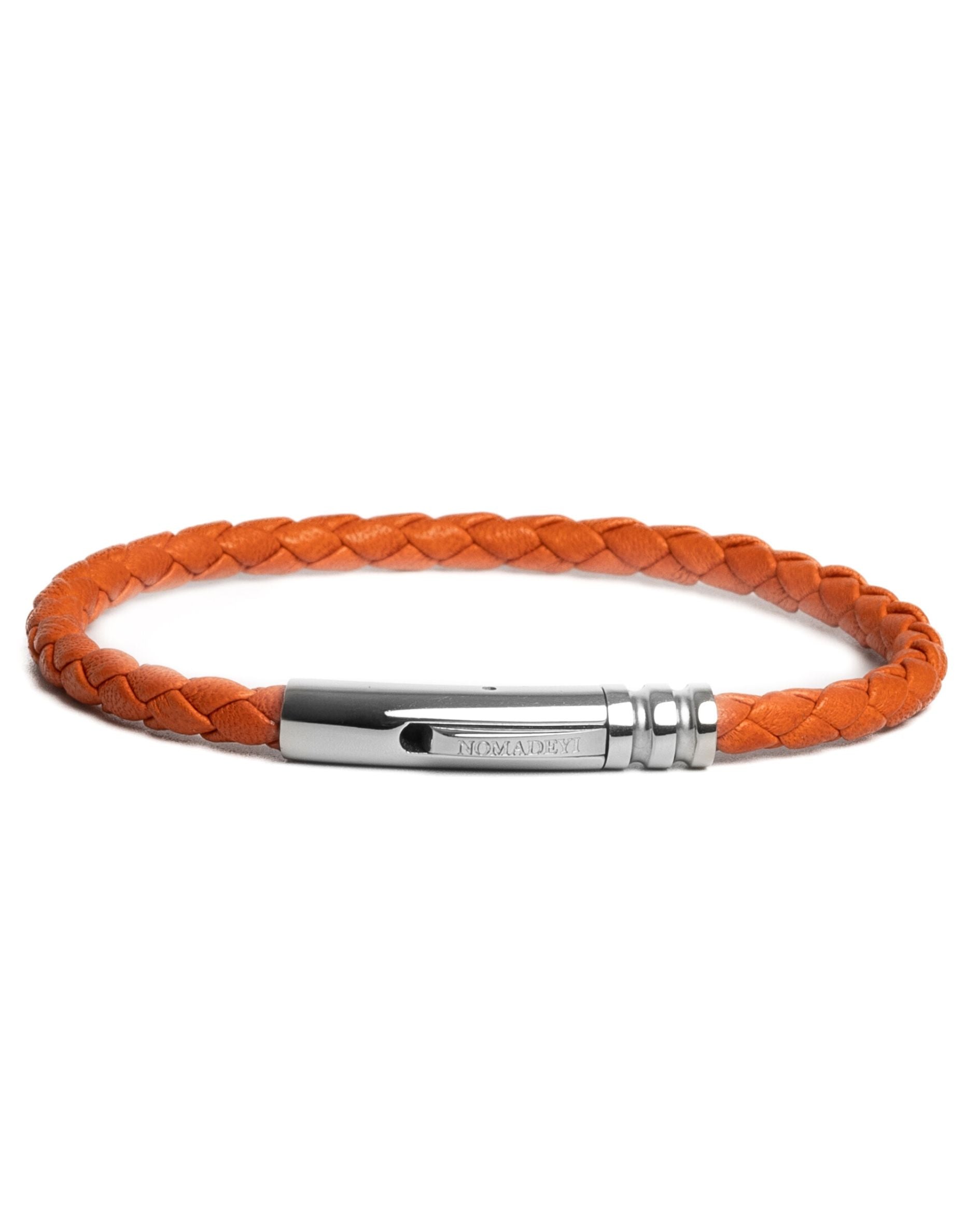 Pánsky Náramok - Orange Leather & Silver