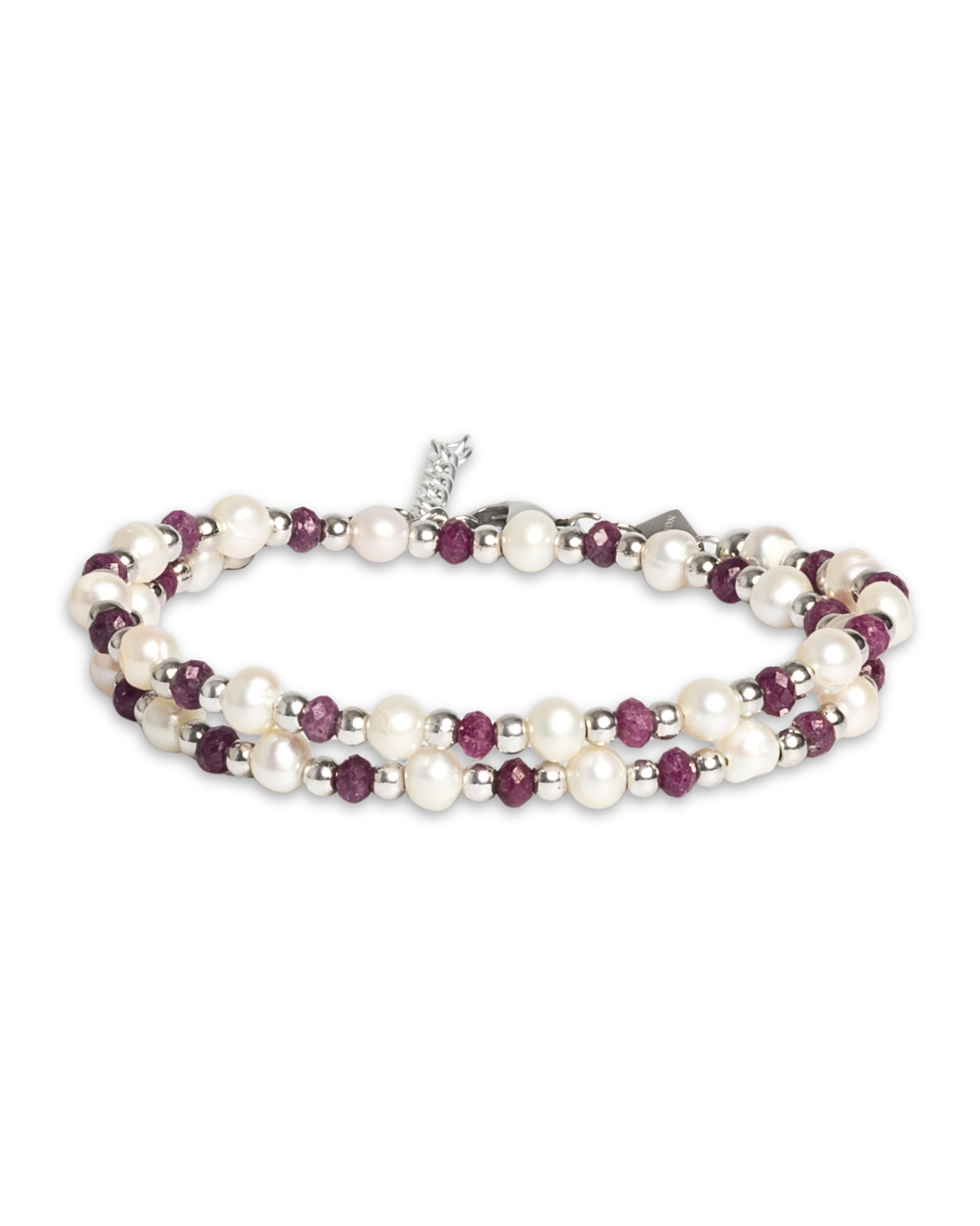 Dámsky Ovínací Náramok - Ruby, Freshwater Pearl & Silver