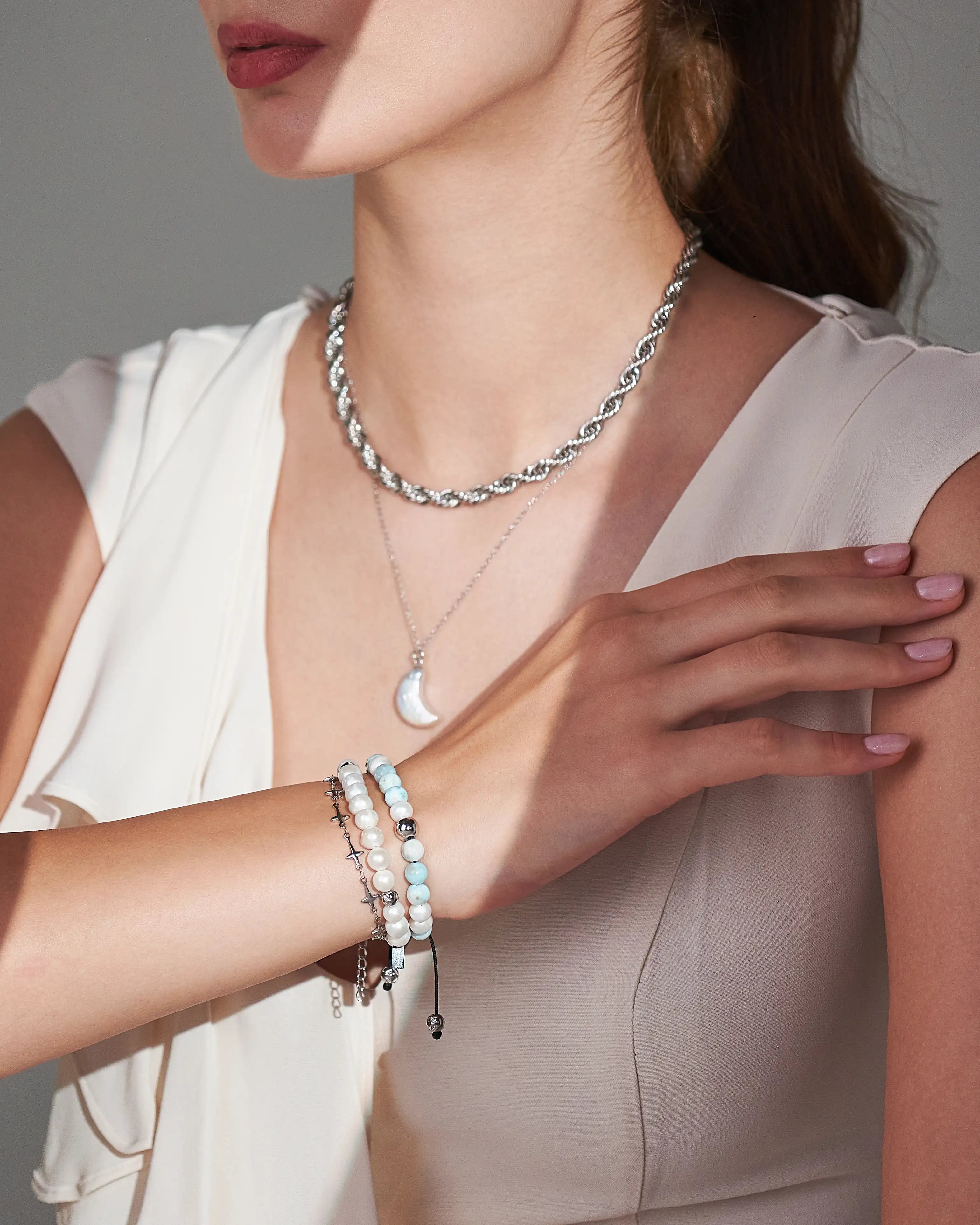 Dámsky Cross Link Náramok - Silver