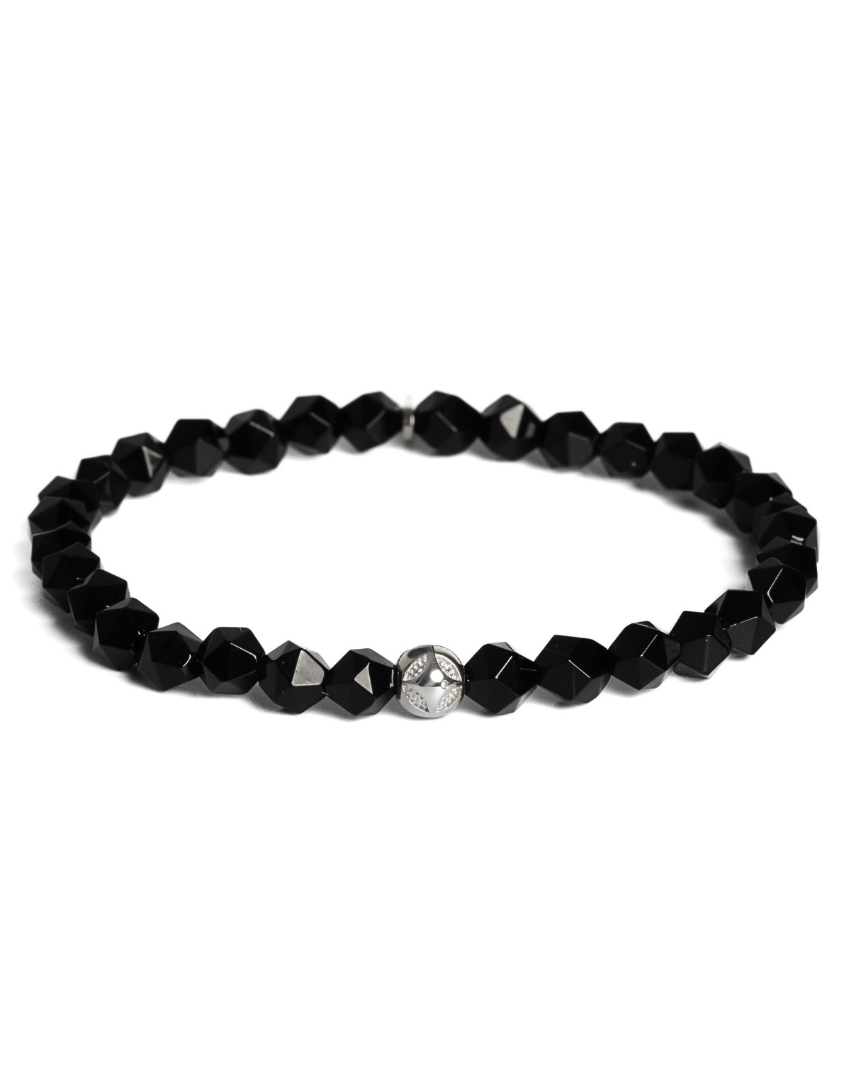 Dámsky Elastický Náramok - Bicone Onyx & Silver