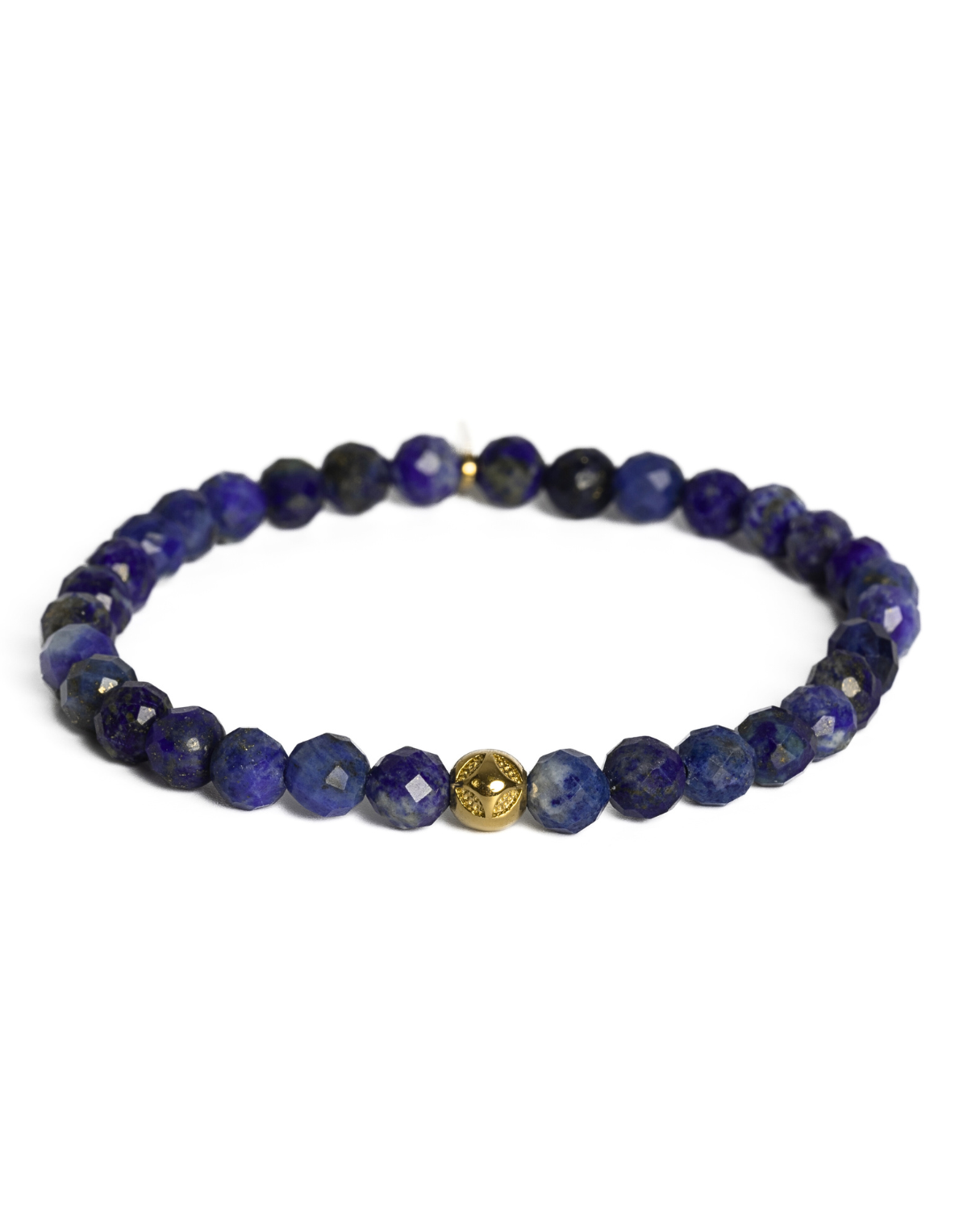 Dámsky Elastický Náramok - Faceted Lapis Lazuli & Gold