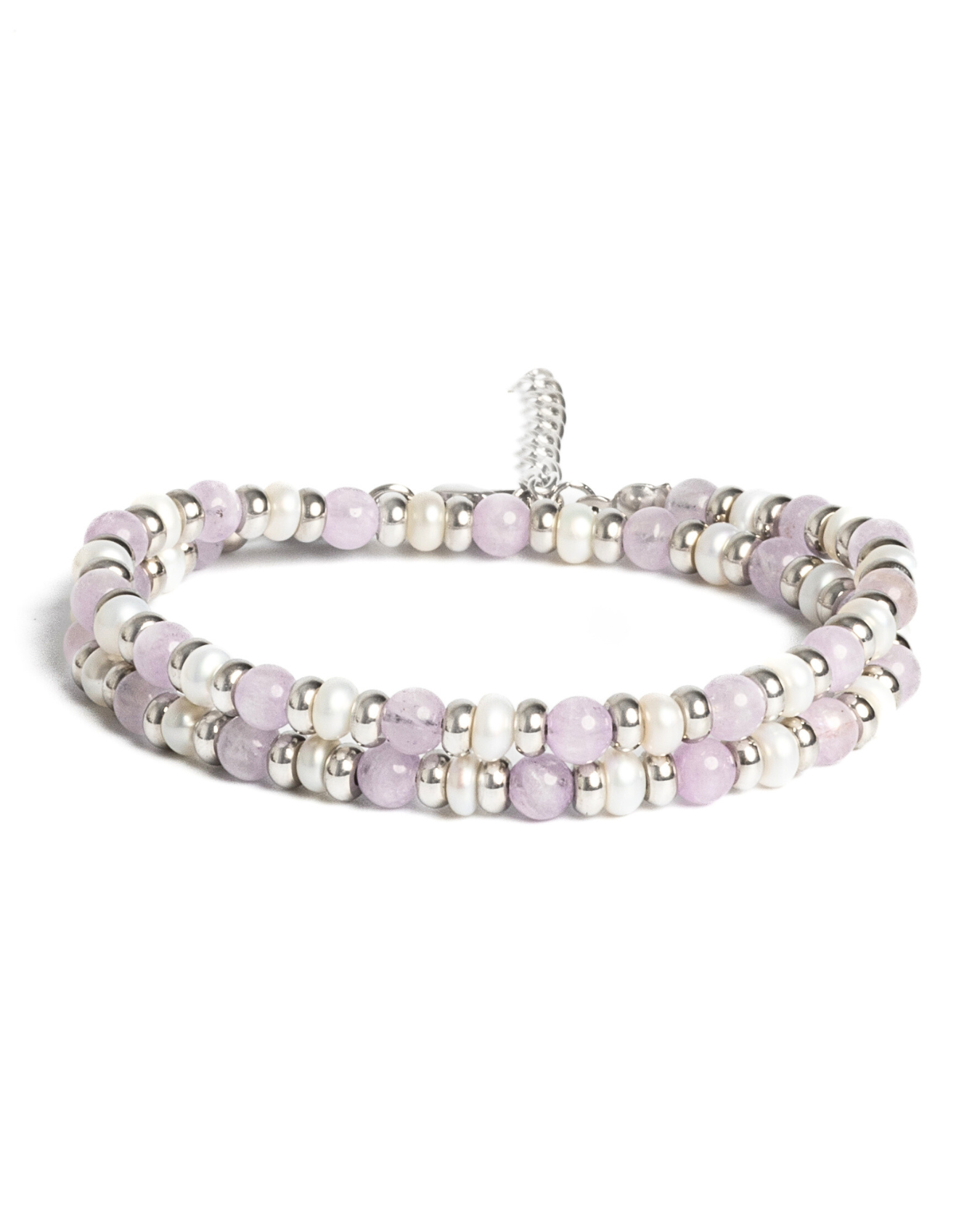 Dámsky Ovínací Náramok -  Amethyst Lavender, Pearl & Silver