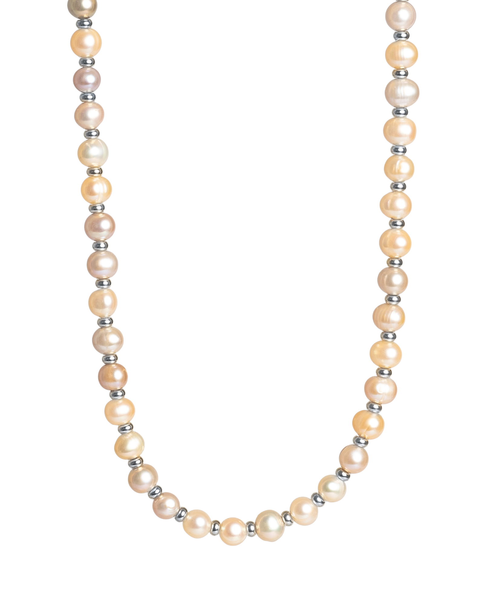 Pánsky Korálkový Náhrdelník - Multicolor Pearl & Silver