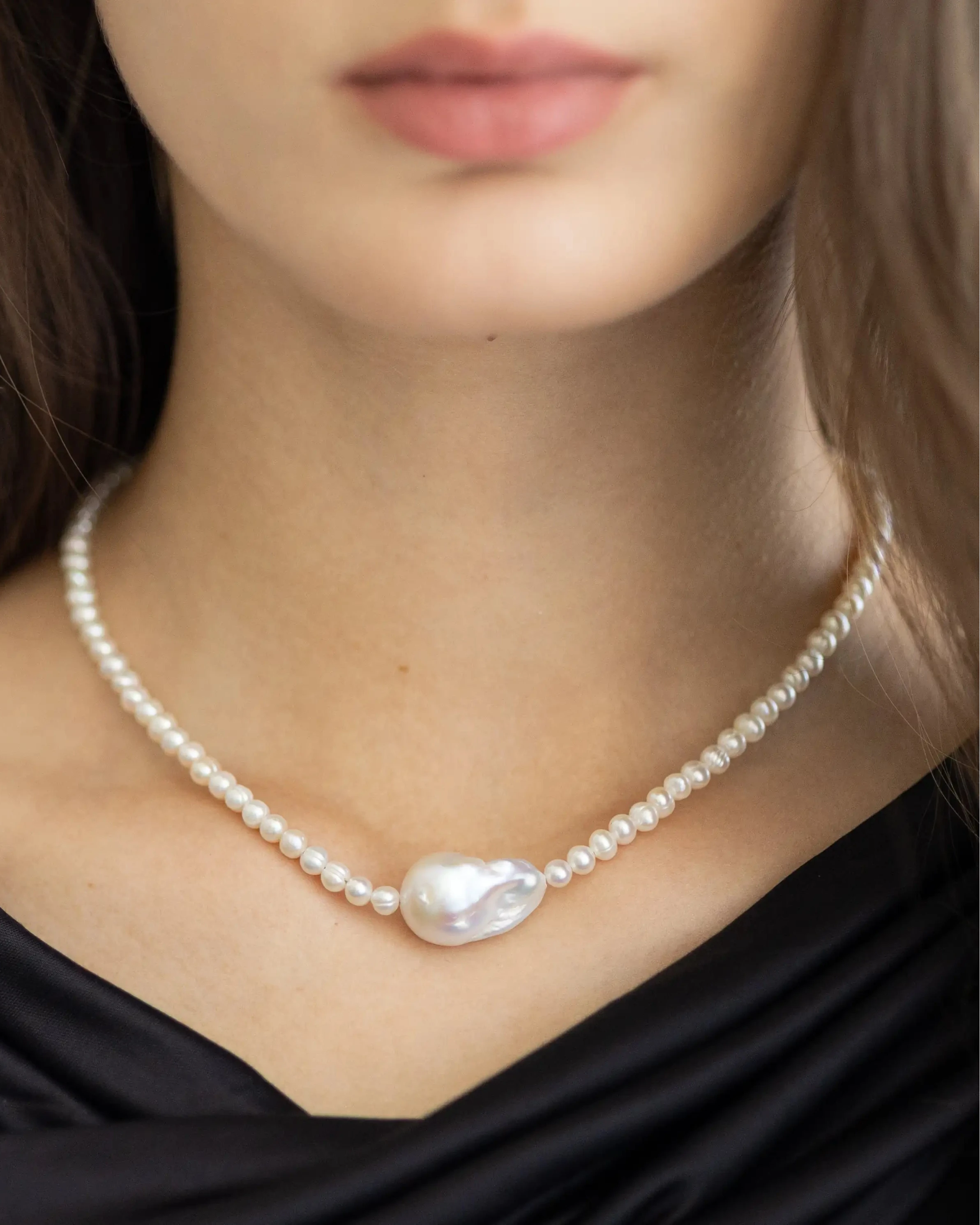 Dámsky Náhrdelník s Barokovou Perlou - Freshwater Pearl & Silver