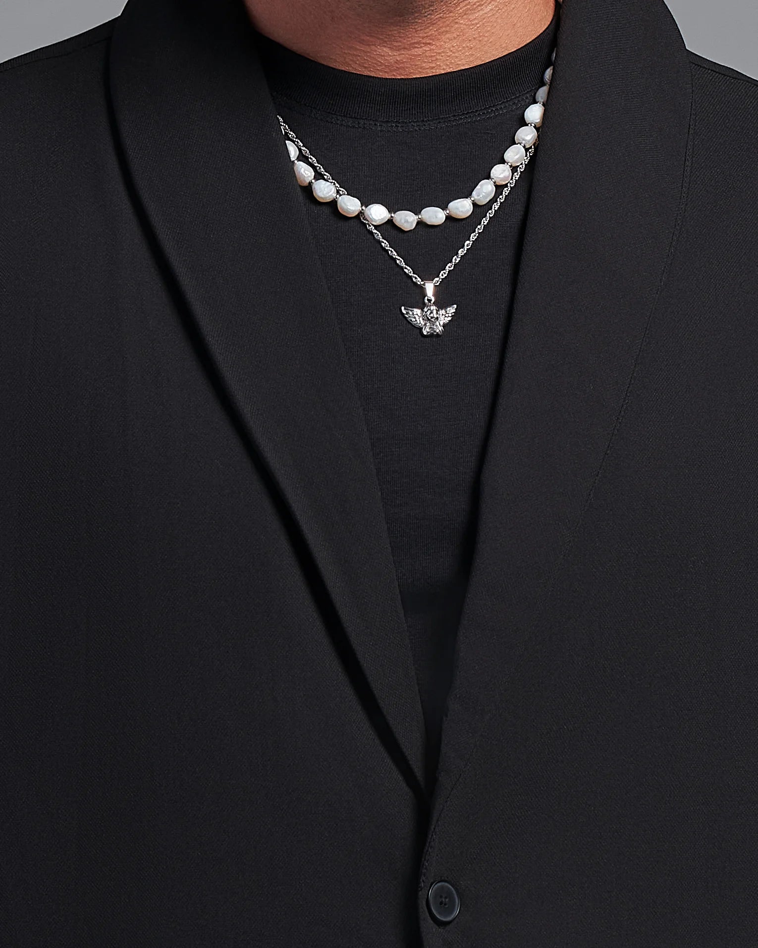 Pánsky Korálkový Náhrdelník - Baroque Pearl & Silver