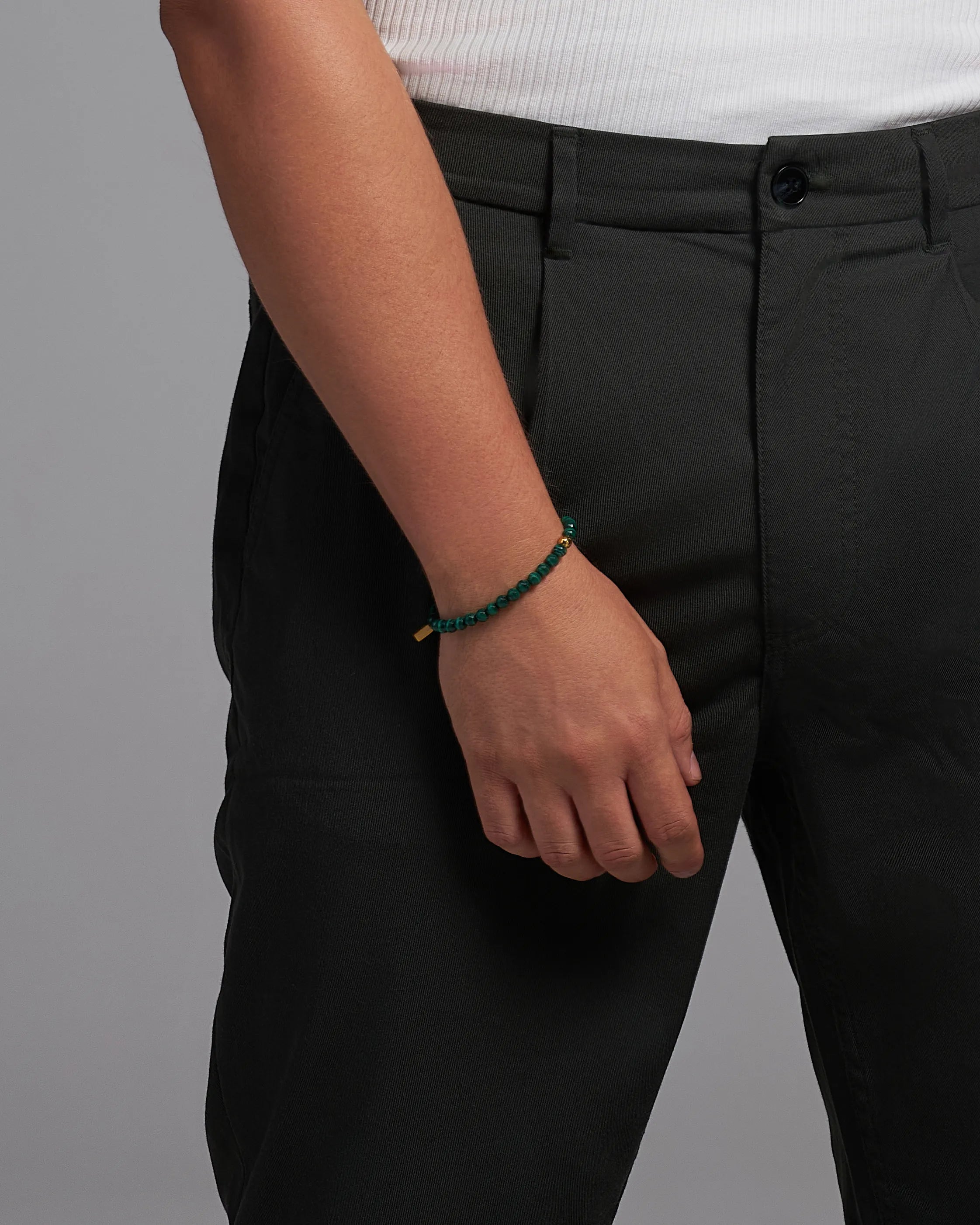 Pánsky Elastický Náramok - Malachite & Gold