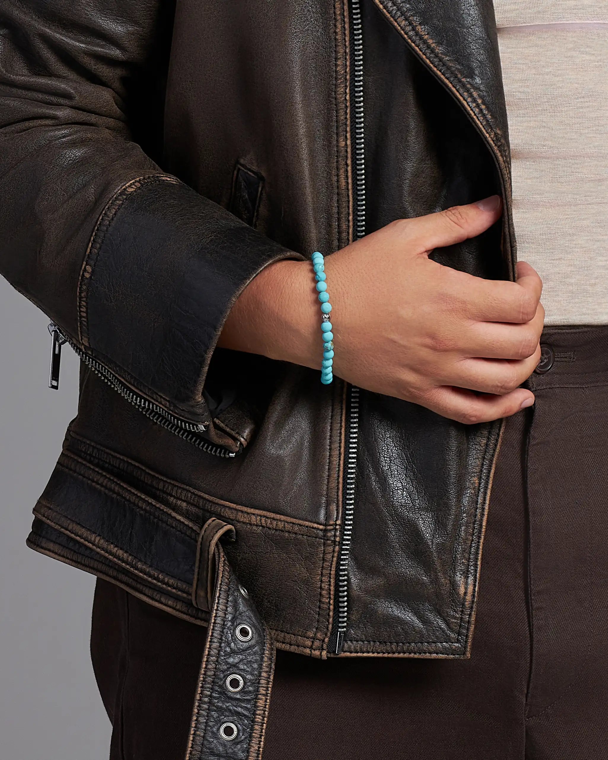 Pánsky Elastický Náramok - Turquoise & Silver