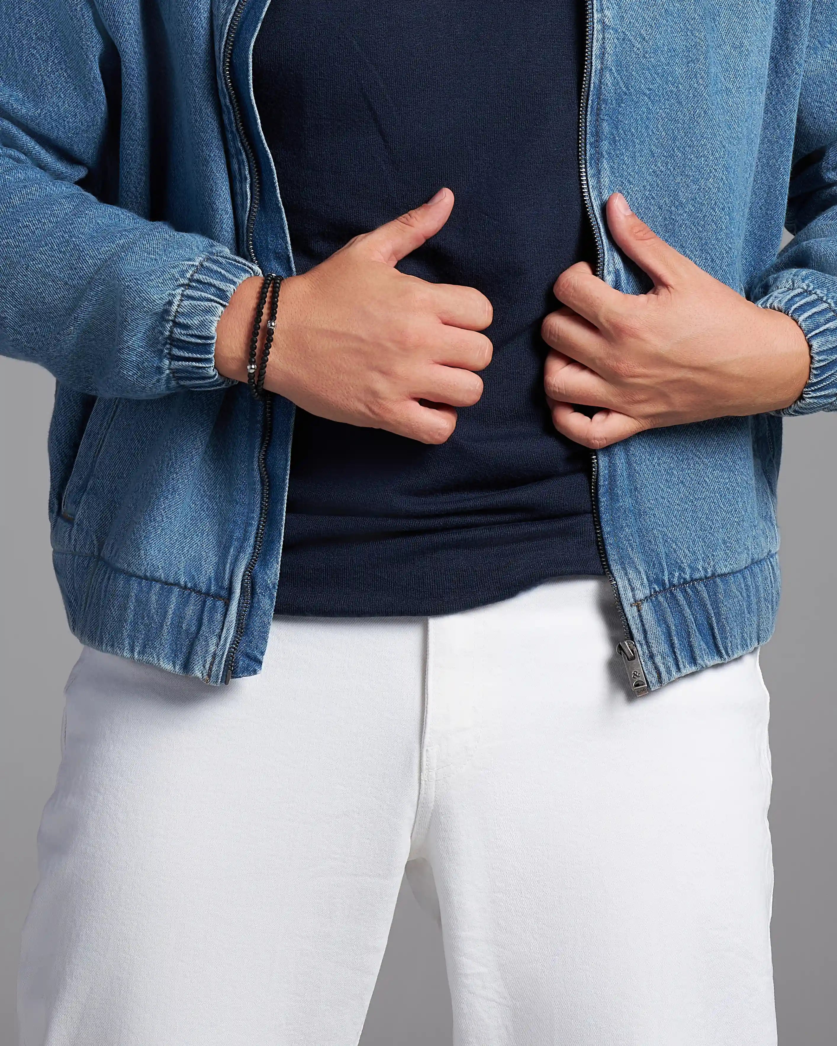 Pánsky Ovínací Náramok - Matte Onyx & Silver