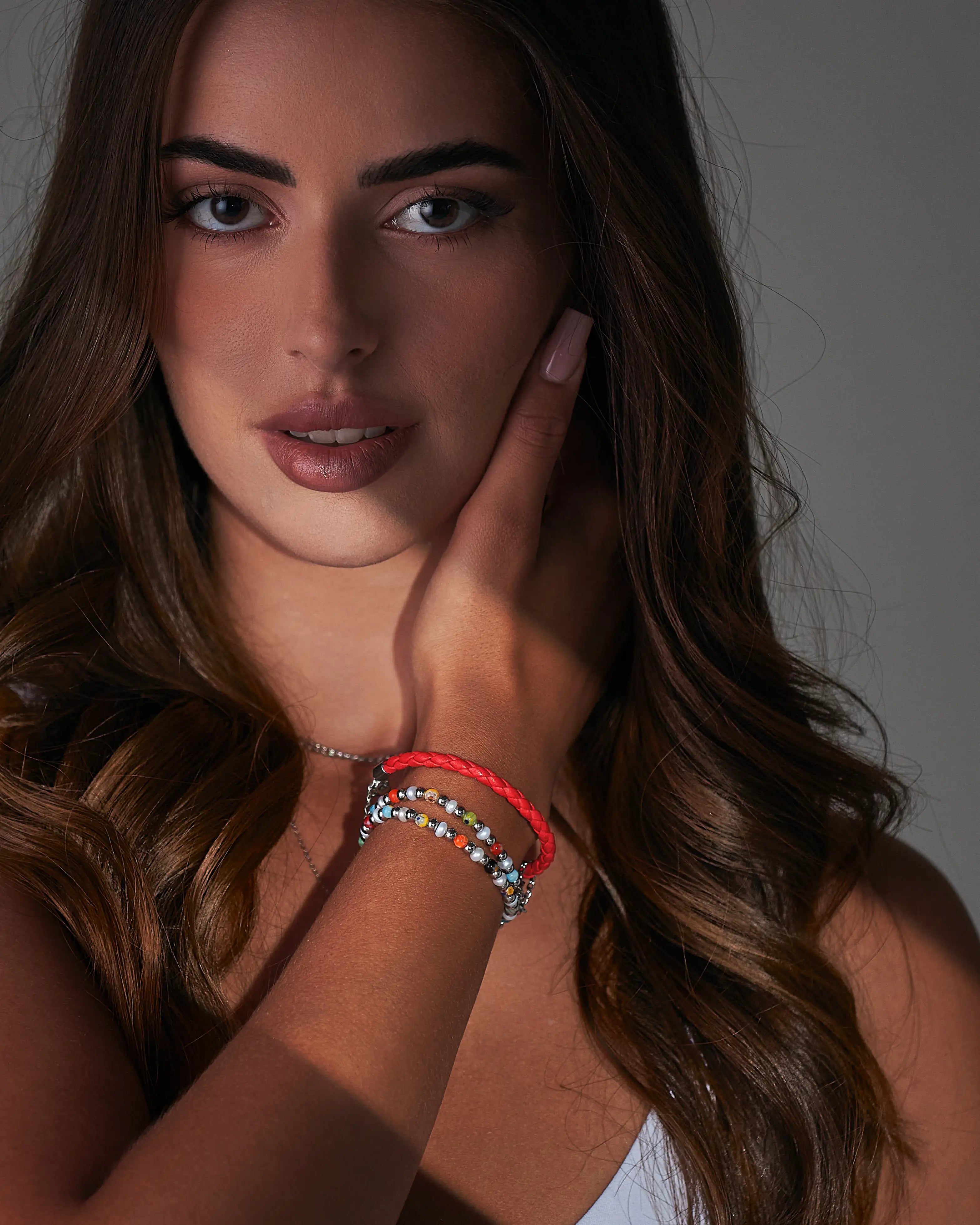 Dámsky Náramok - Red Leather & Silver