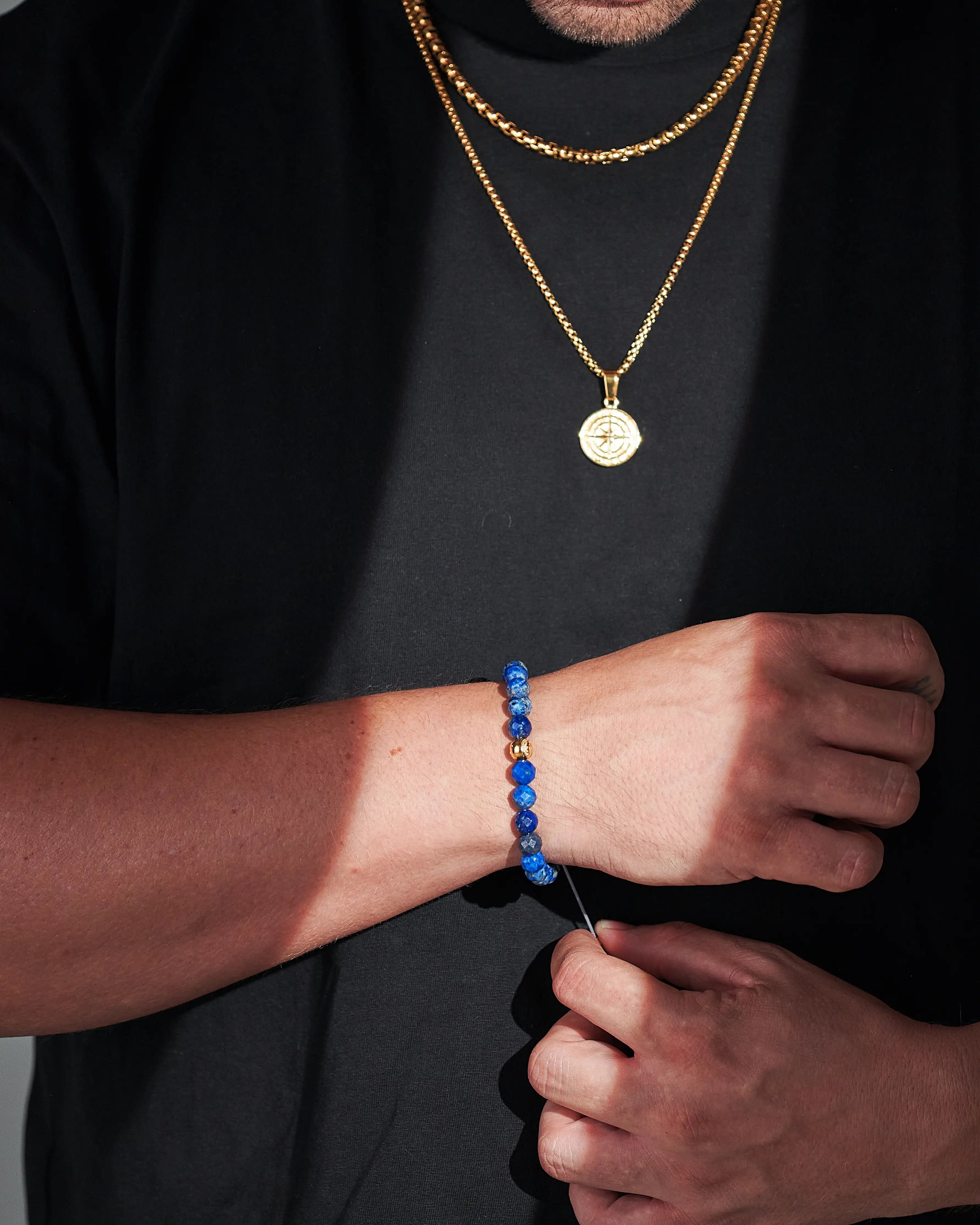 Pánsky Macramé Náramok - Lapis Lazuli & Gold