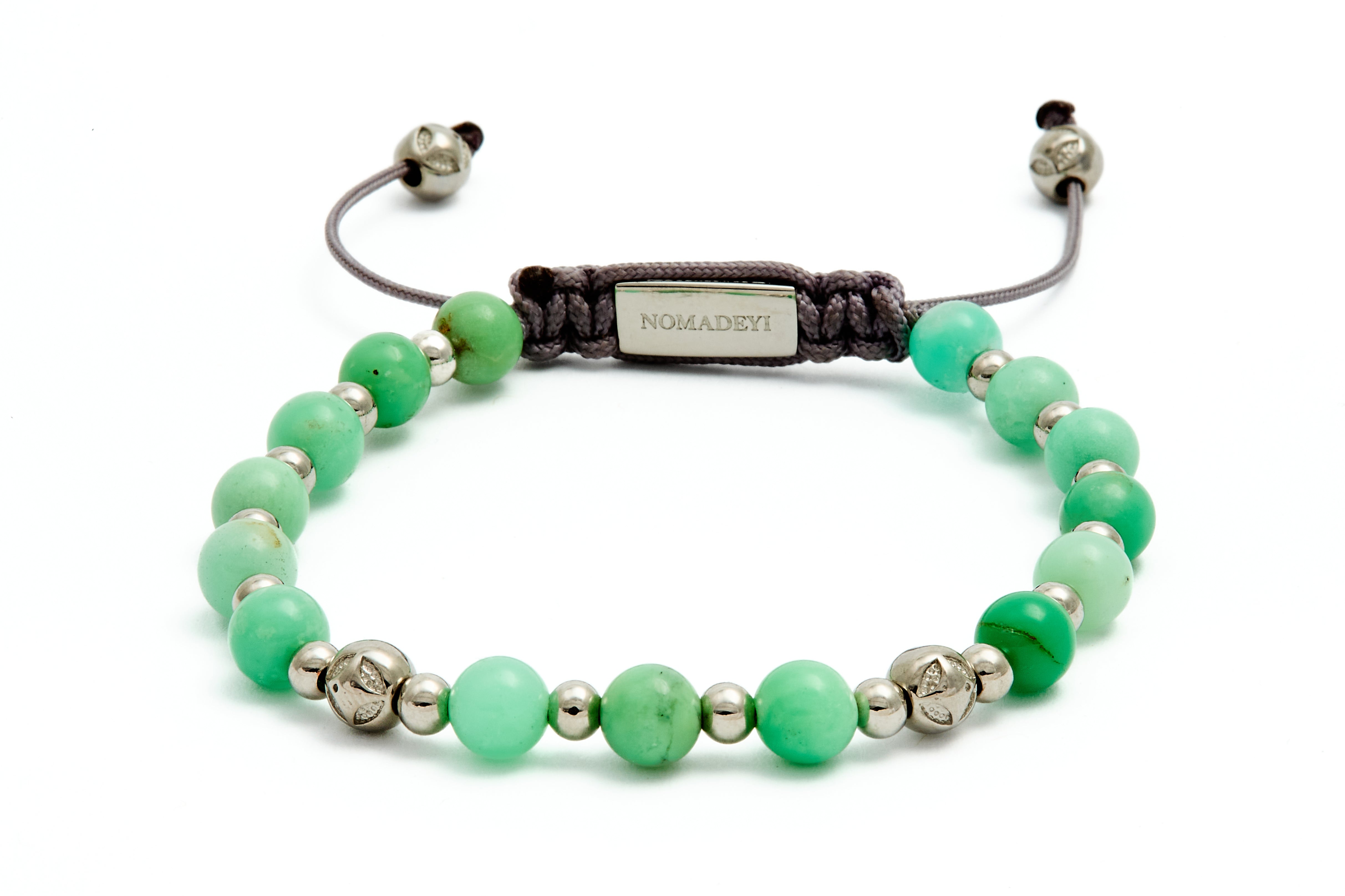 Pánsky Macramé Náramok - Chrysoprase & Silver