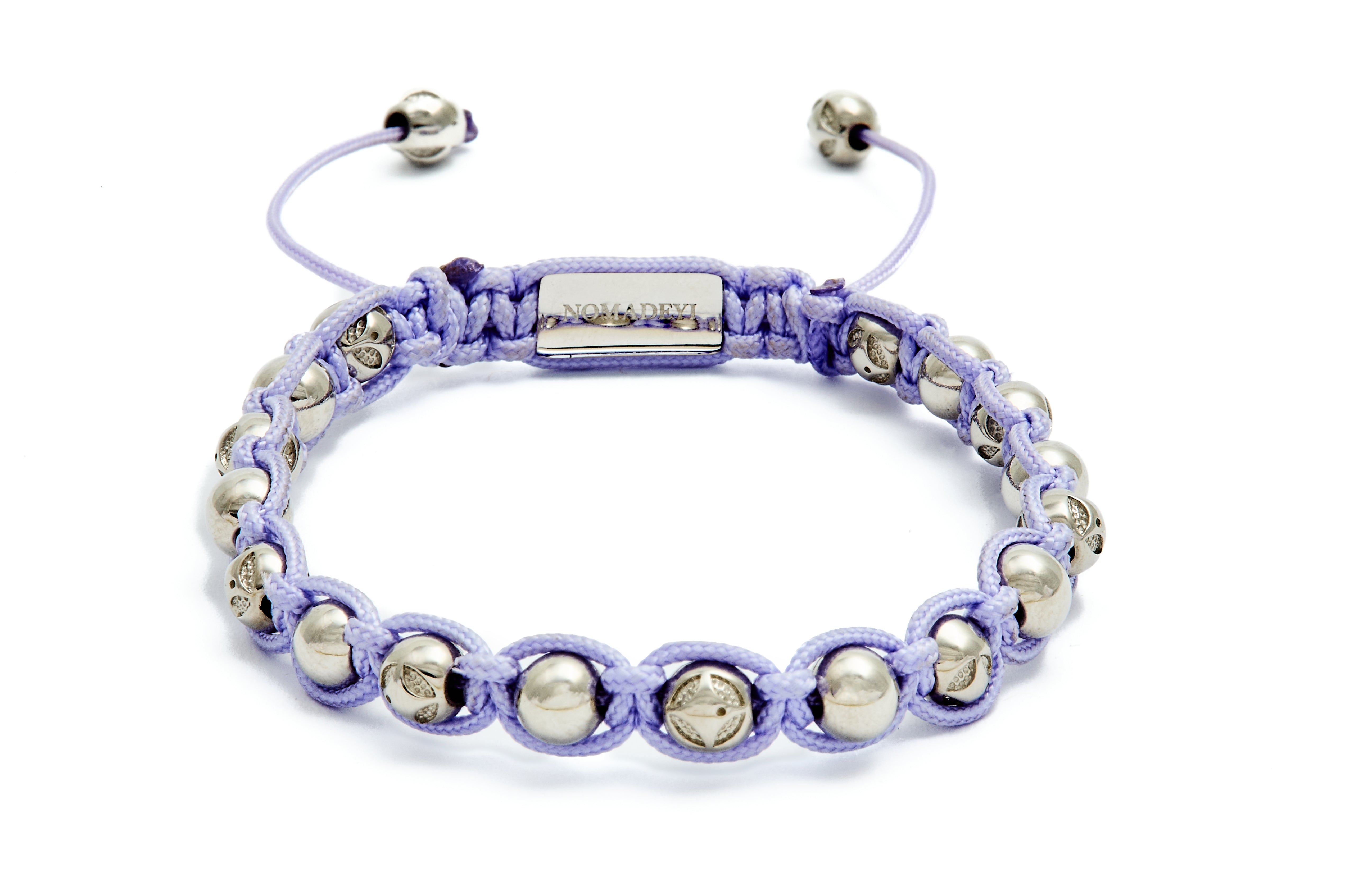 Dámsky Macramé Náramok - Silver beads & Lilac String