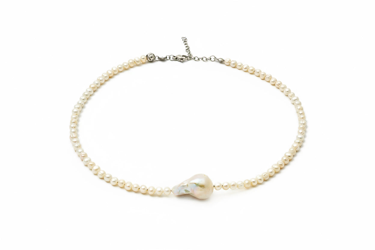 Dámsky Náhrdelník s Barokovou Perlou - Freshwater Pearl & Silver